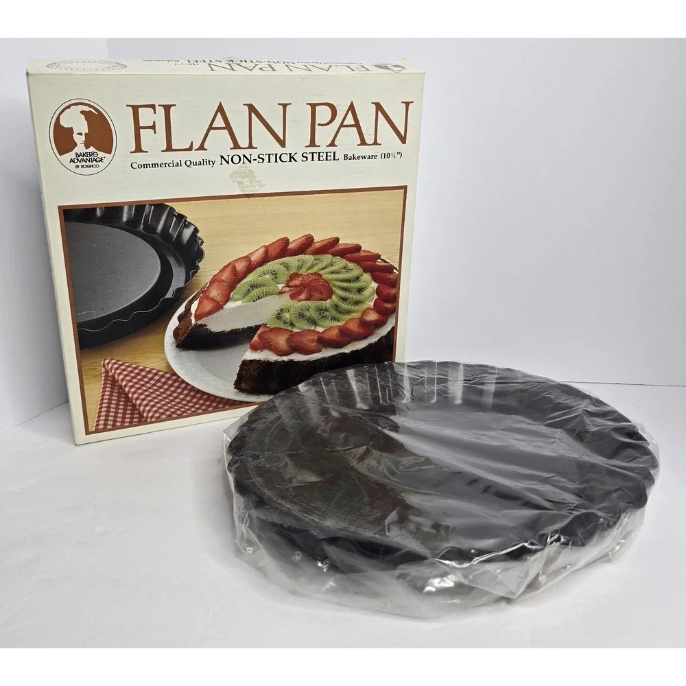 Vintage Roshco Bakers Advantage Commercial Quality Non-Stick‎ Steel FLAN PAN NEW